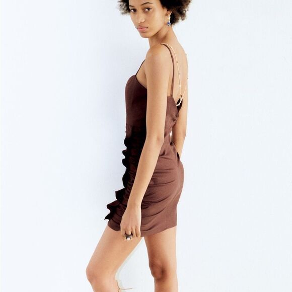 Zara NWT DRAPED DRESS WITH JEWEL CHAIN AT BACK - Picture 7 of 14